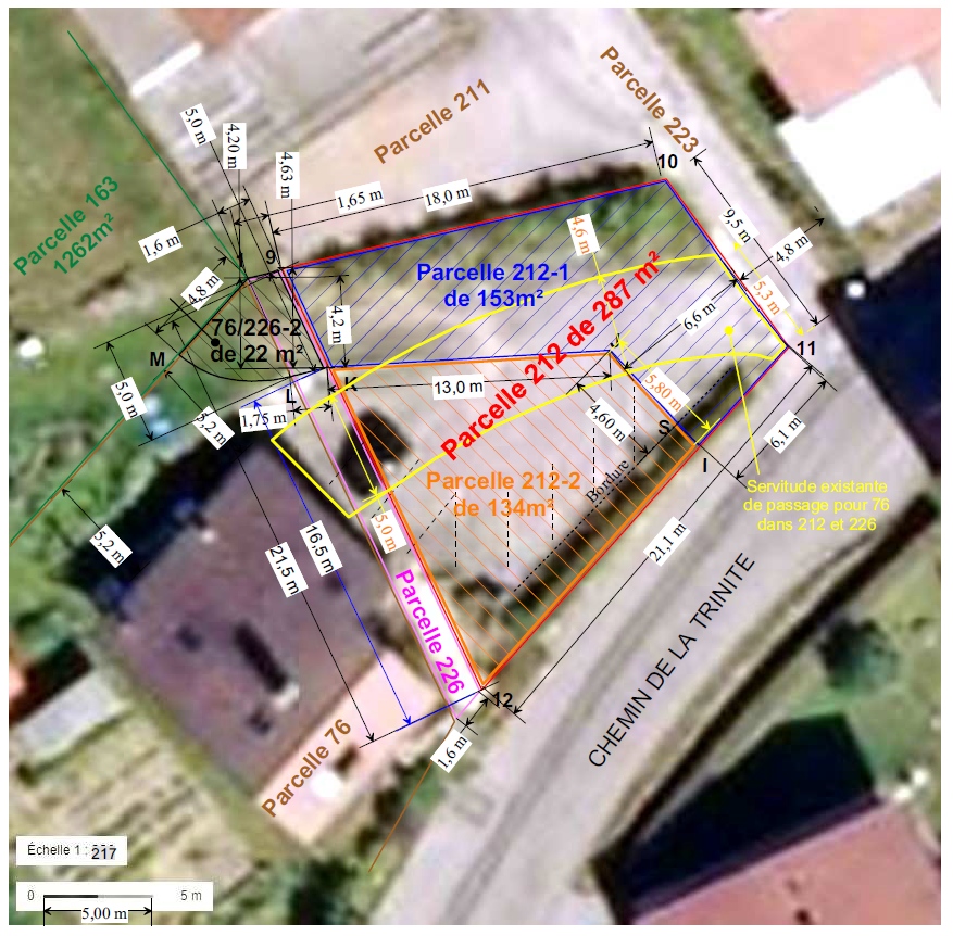 Terrain à vendre à Gérardmer - découpe de la parcelle 212